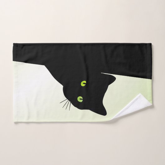 Chat noir à oreille verte (Serviette à main)