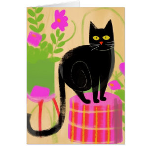 Chat Noir Adorable Avec Plantes