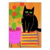 Chat Noir Adorable Avec Plantes De Ménage Vierge À (Devant)