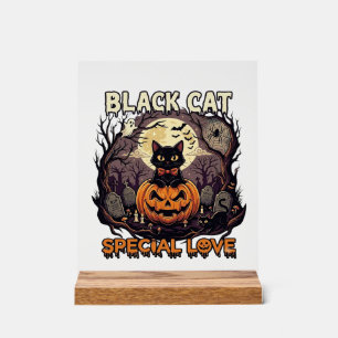 Chat Noir Amour Spécial Halloween Citrouille Plein