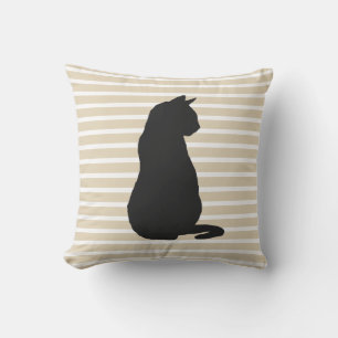 Chat noir Amoureux des chats Silhouette oreiller