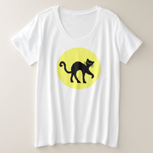 Chat Noir Arrière Les Yeux Vertes Grosse Lune Jaun (Design devant)