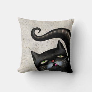 CHAT NOIR ART CUTE JAUNE Oreillers
