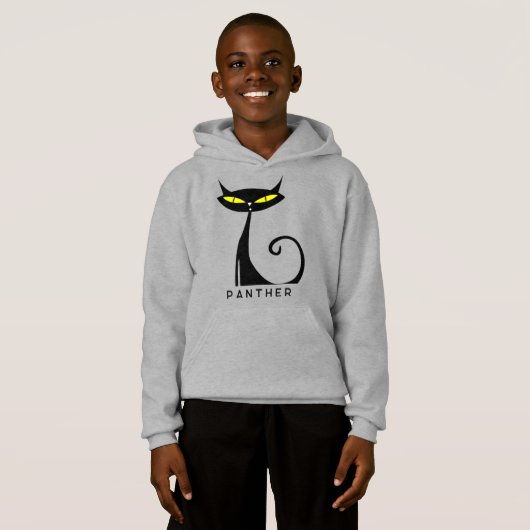 Chat noir atomique moderne du milieu du siècle (Devant entier)