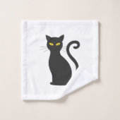 Chat noir aux yeux jaunes (Gant de toilette)