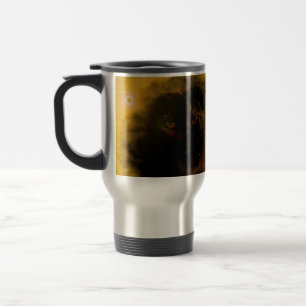 Chat noir aux yeux verts soleil levant Tasse de vo