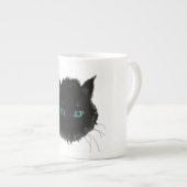 Chat noir avec bleu vert yeux Mug Cadeau (Devant droit)