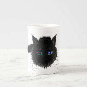 Chat noir avec bleu vert yeux Mug Cadeau