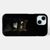 Chat noir avec café Mug Funny coque iphone (Verso (horizontal))