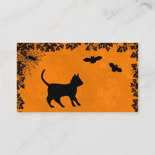 Chat noir avec chauve-souris et Carte de visite d' (Dos)