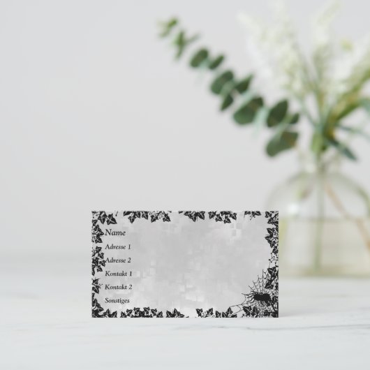 Chat noir avec chauve-souris et Carte de visite d' (Debout devant)