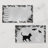 Chat noir avec chauve-souris et Carte de visite d' (Devant / Derrière)