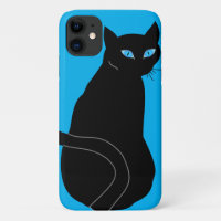 Chat Noir avec coque iphone des yeux bleus