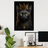 Chat noir avec couronne - Poster Wall art (Bureau à domicile)