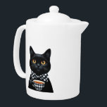 Chat Noir avec Cravate de cabot<br><div class="desc">Chat noir avec théière à Cravate de cabosse</div>