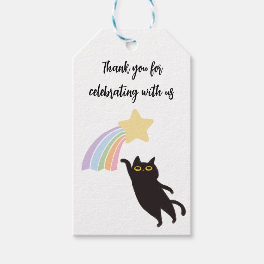 Chat Noir Avec Étiquette Merci Arc-en-Ciel (Devant)