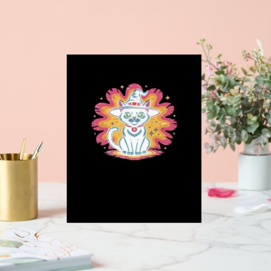 Chat noir avec fleur psychédélique T-Shir surdimen (Mariage)