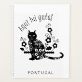 Chat noir avec fleurs et expression portugaise (Devant)