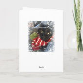 Chat noir avec la carte de Noël de flocons de (Dos)