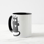 Chat noir avec la tasse de halo (Devant gauche)
