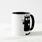 Chat noir avec la tasse de halo (Devant droit)