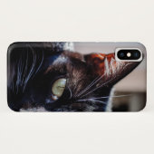 Chat noir avec le coque iphone de yeux verts (Dos (Horizontal))