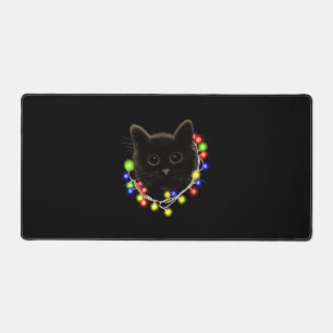 Chat noir avec lumières de Noël