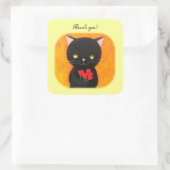 Chat noir avec Merci Fleurs Stickers Faveur (Sac)
