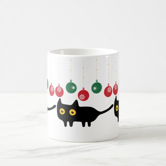 Chat noir avec Mug ornement de Noël (Centre)