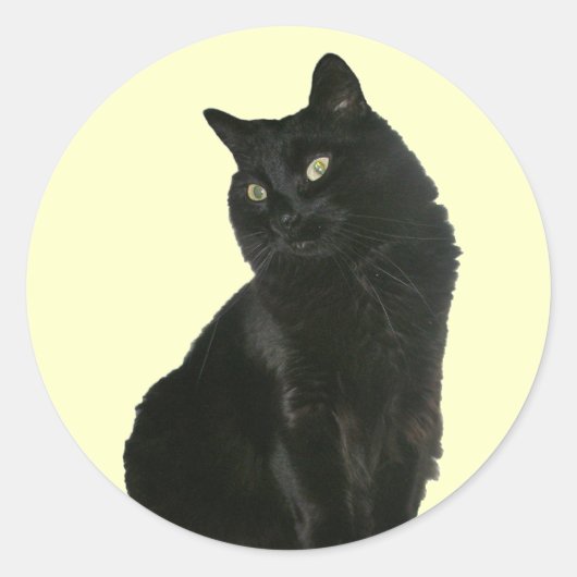 Chat noir avec Sticker pour yeux dorés (Devant)