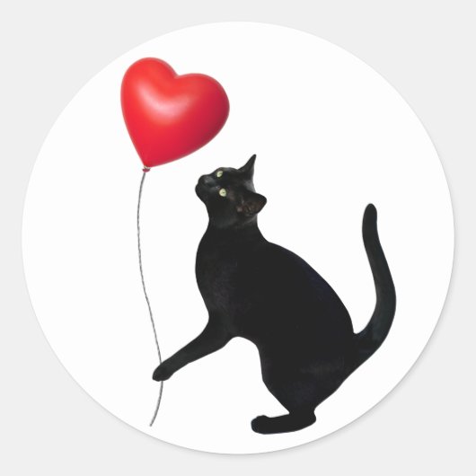 Chat noir avec Stickers Balloon Rouge (Devant)