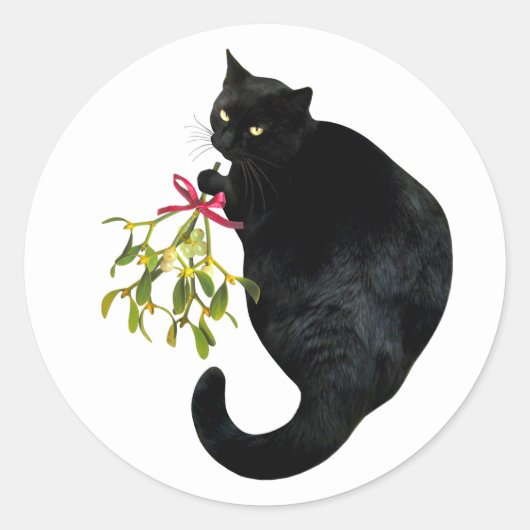 Chat noir avec Stickers Mistletoe (Devant)