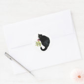 Chat noir avec Stickers Mistletoe (Enveloppe)