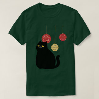 Chat noir avec T-shirt ornements de Noël