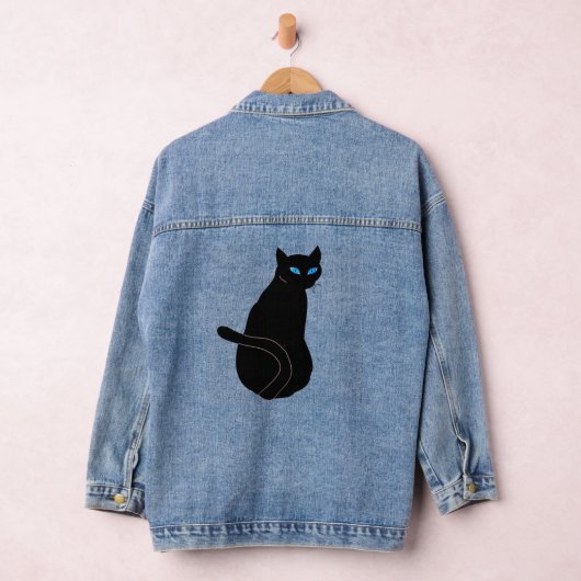 Chat Noir Avec Veste Denim Aux Yeux Bleus (Hangar)