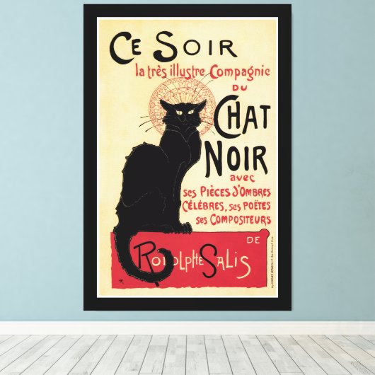 Chat Noir~Black Cat Canvas Afdruk (Insitu (Houten vloer))