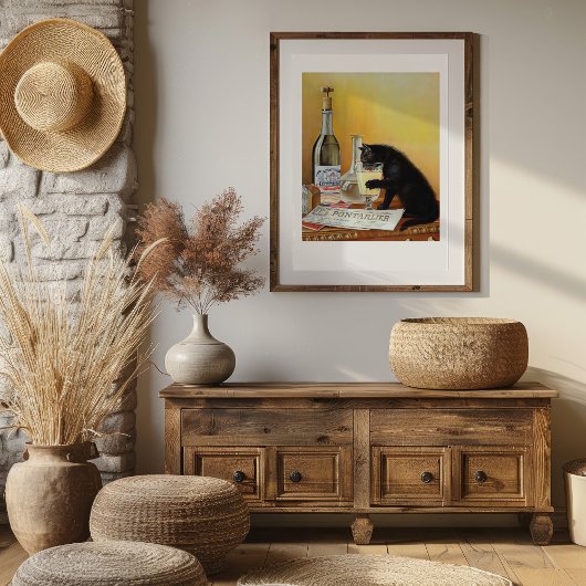 Chat noir Boire Absinthe Poster