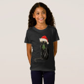 Chat noir Bombay race Noël Santa Hat T-shirt (Devant entier)