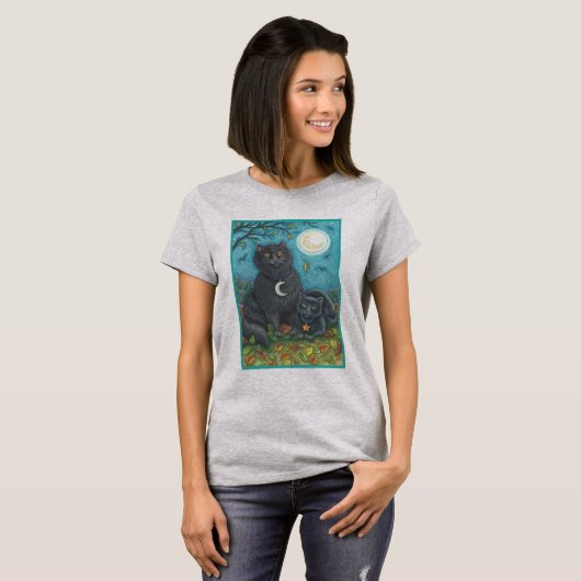 CHAT NOIR BOUBO & PYEWACKET HALLOWEEN T-SHIRT Grey (Devant entier)