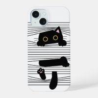 Chat Noir Caché Mignon Drôle Minimaliste Amour Des