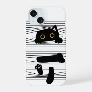 Chat Noir Caché Mignon Drôle Minimaliste Amour Des