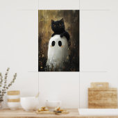 Chat noir câlinant une impression de fantôme migno (Cuisine)