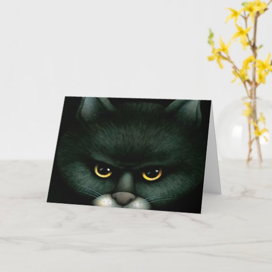 Chat noir - Carte Halloween (Fleur jaune)