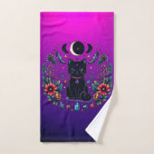 Chat Noir Céleste Mystique Violet Rose (Serviette à main)
