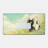 Chat Noir Charmant Œil Doré Fleur Sauvage Ensoleil (Clavier et souris)