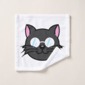 Chat noir Chat noir Chat gris Chat portant des lun (Gant de toilette)