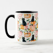 Chat noir & Citrouille Automne Tasse Café de Hallo (Gauche)