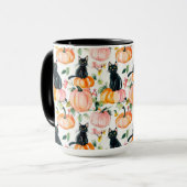 Chat noir & Citrouille Automne Tasse Café de Hallo (Devant gauche)