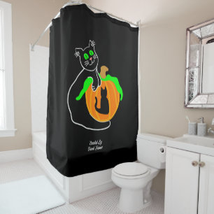 Chat noir Citrouille rideau de douche
