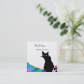 Chat noir Colorful Abstrait Carte de visite Carré (Debout devant)